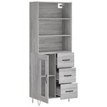 vidaXL Buffet haut Sonoma gris 69 5x34x180 cm Bois d'ingénierie