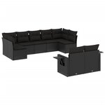 vidaXL Salon de jardin 9 Pièces avec coussins noir résine tressée