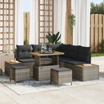 vidaXL Ensemble de canapé de jardin 8 pièces avec coussins gris poly rattan acacia