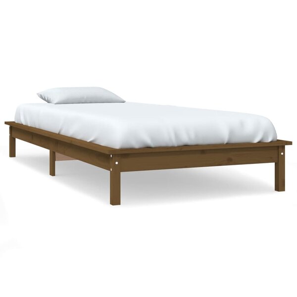 vidaXL Cadre de lit Marron miel 100x200 cm Bois de pin massif