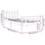 vidaXL Cadre de lit bois massif 75x190 cm petit simple