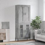 vidaXL Buffet haut Gris béton 69 5x34x180 cm Bois d'ingénierie