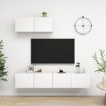 vidaXL Meubles TV 3 Pièces Blanc Bois d'ingénierie