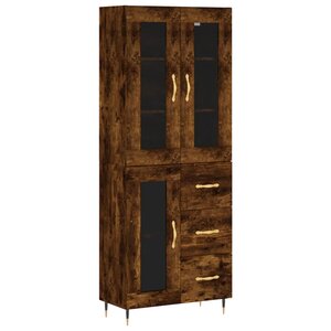 vidaXL Buffet haut Chêne fumé 69 5x34x180 cm Bois d'ingénierie