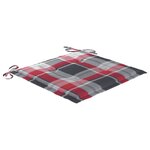 vidaXL Chaises de jardin et coussins à carreaux rouge 4Pièces Teck massif