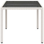 vidaXL Table de jardin avec dessus en verre blanc résine tressée