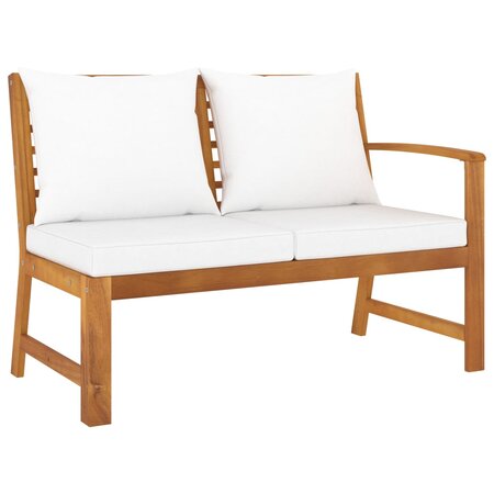 vidaXL Banc de jardin 114 5 cm avec coussin crème Bois solide d'acacia