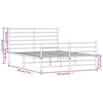 vidaXL Cadre de lit métal avec tête de lit/pied de lit blanc 135x190cm