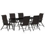vidaXL Set de dînette de jardin 7 pièces noir rotin poly