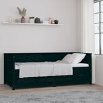 vidaXL Lit de jour Noir 90x200 cm Bois de pin massif