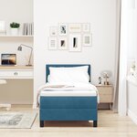 vidaXL Lit à ressort avec matelas et LED Bleu Foncé 80x200 cm Velours
