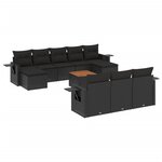 vidaXL Salon de jardin 11 Pièces avec coussins noir résine tressée