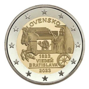 2 euros commémorative Slovaquie 2023 - Voie postale à cheval.