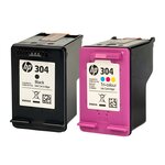 Pack de 2 cartouches d'encre authentiques HP 304 Noir et couleurs - programme SECOND