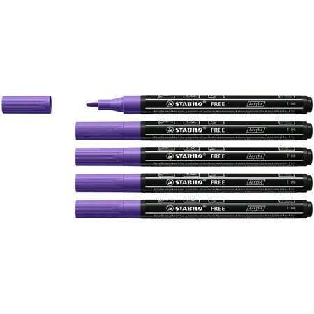 Marqueur pointe fine FREE acrylic T100 violet x 5 STABILO