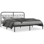 vidaXL Cadre de lit métal avec tête de lit noir 193x203 cm