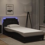 vidaXL Cadre de lit avec lumières LED noir 90x190 cm similicuir