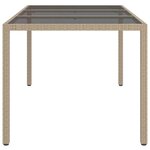 vidaXL Table de jardin 150x90x75 cm Verre trempé/résine tressée Beige