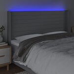 vidaXL Tête de lit à LED Gris clair 203x16x118/128 cm Tissu