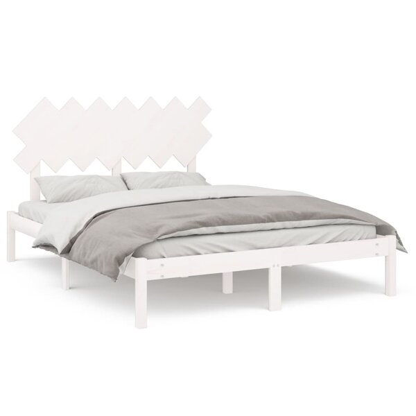 vidaXL Cadre de lit Blanc 140x200 cm Bois massif