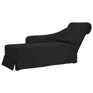 vidaXL Fauteuil long avec traversin et accoudoir droit noir velours