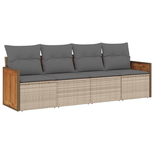 vidaXL Salon de jardin avec coussins 4 Pièces beige résine tressée