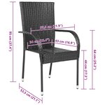 vidaXL Chaises empilables d'extérieur lot de 4 Résine tressée Noir