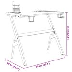 vidaXL Bureau de jeu à LED en forme de Y noir 90x60x75 cm