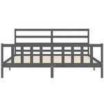 vidaXL Cadre de lit avec tête de lit gris 200x200 cm bois massif