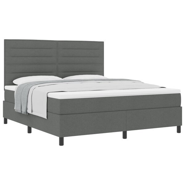 vidaXL Lit à sommier avec matelas gris foncé super king en tissu