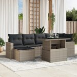 vidaXL Salon de jardin avec coussins 7 Pièces gris clair résine tressée