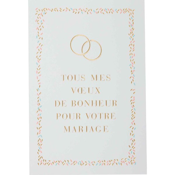 Carte mariage tous mes vœux de bonheur or - draeger paris