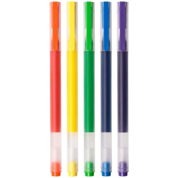 Xiaomi Pack de 5 Stylos Gel Haute Capacité - Pointe 0 5 mm - Haute Capacité - Séchage Rapide - Couleurs Assorties