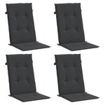 vidaXL Coussins de chaise de jardin à dossier haut lot de 4 noir tissu