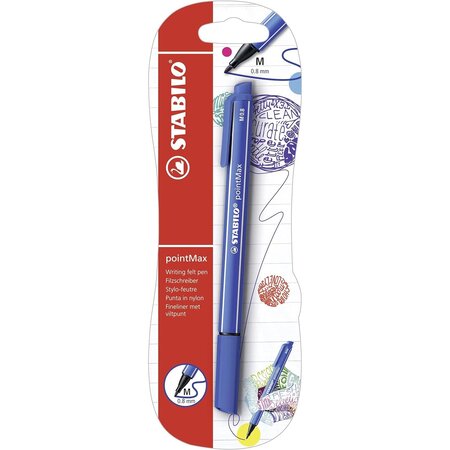 Blister de 1 stylo-feutre stabilo pointmax - bleu x 10 stabilo