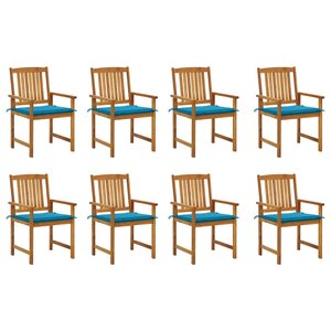 vidaXL Chaises de jardin avec coussins lot de 8 Bois d'acacia solide