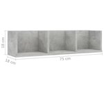 vidaXL Étagère murale à CD Gris béton 75x18x18 cm Bois d'ingénierie
