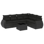 vidaXL Salon de jardin 7 Pièces avec coussins noir résine tressée