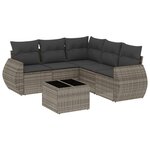 vidaXL Salon de jardin 6 Pièces avec coussins gris résine tressée