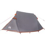 vidaXL Tente de camping tunnel 3 personnes gris et orange imperméable