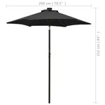 vidaXL Parasol avec lumières LED Noir 200x211 cm Aluminium