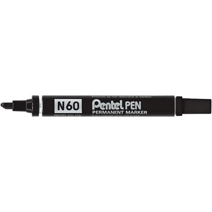 Marqueur permanent n60 corps alu pointe biseautée noir x 12 pentel