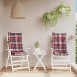 vidaXL Coussins de chaise à dossier haut lot de 2 motif carreaux rouge