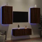 vidaXL Unités murales TV avec LED 4 Pièces chêne marron bois d'ingénierie