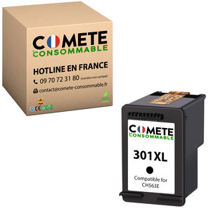 COMETE, Entreprise Française- 301XL- pack 1 Noire Cartouche Compatible HP