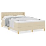 Lit Box Spring avec Matelas Crème 160x200 cm en Tissu