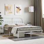 vidaXL Cadre de lit métal avec tête de lit blanc 140x190 cm