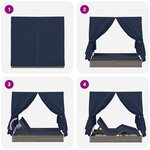 vidaXL Double Lit de Détente Set de 2 Gris et Bleu Marine Rattan Grand