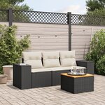 vidaXL Salon de jardin 4 Pièces avec coussins noir résine tressée