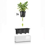 LECHUZA Jardinière CUBE Glossy Triple ALL-IN-ONE Blanc brillant